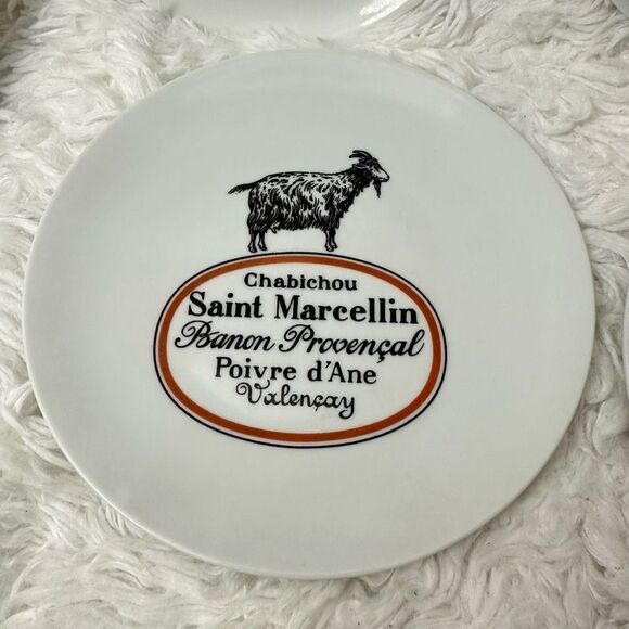 Set of 6 Porcelaine de Limoges France 7.5” Cheese Plates Cow Goat Sheep - Picture 4 of 9